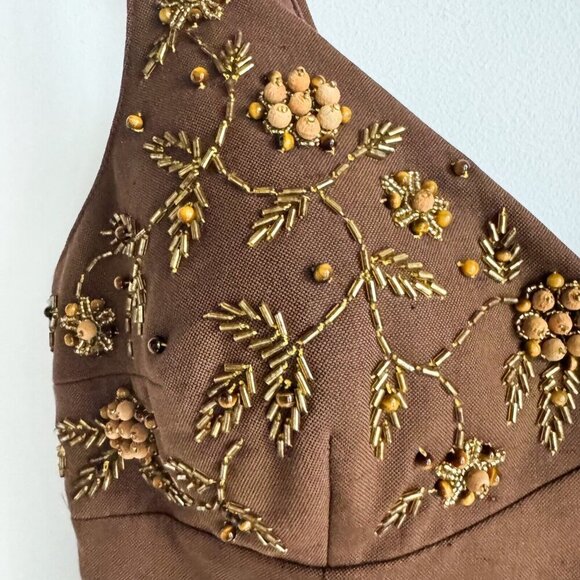 Michale Kors Made in Italy 2006 Raw Silk Beaded embroidered Bodycon Dress 8 - Picture 6 of 12